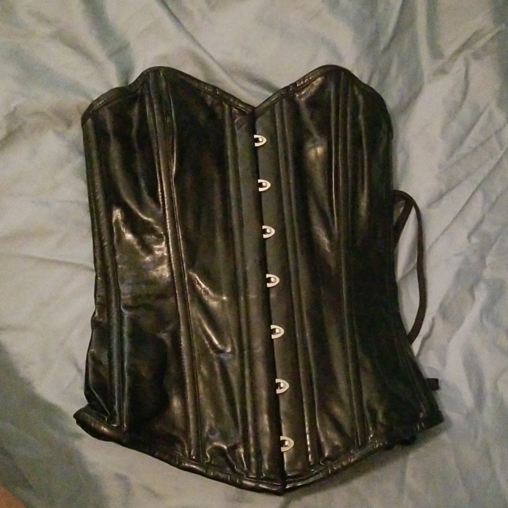 Black handmade pvc corset